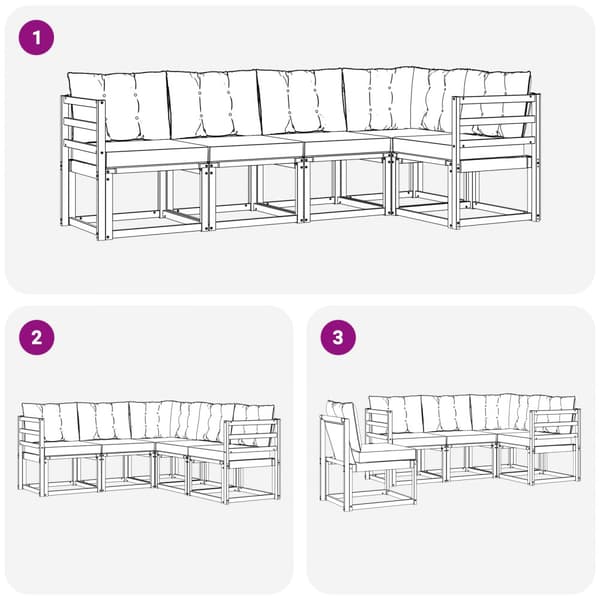 Utomhussoffset med kudde 5 pcs Vit och Beige
