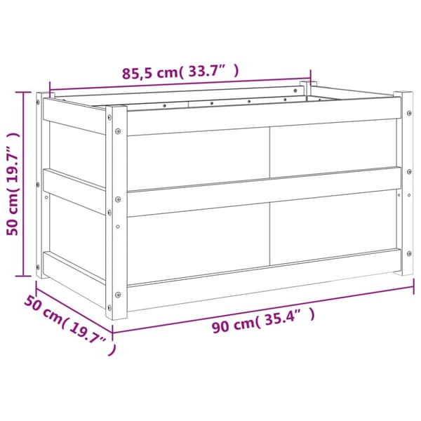 Odlingslåda 90x50x50 cm vit massiv furu