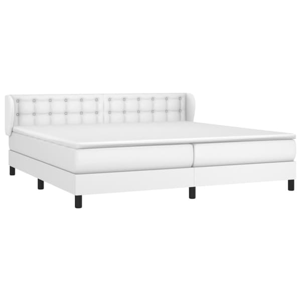 Ramsäng med madrass vit 200x200 cm konstläder