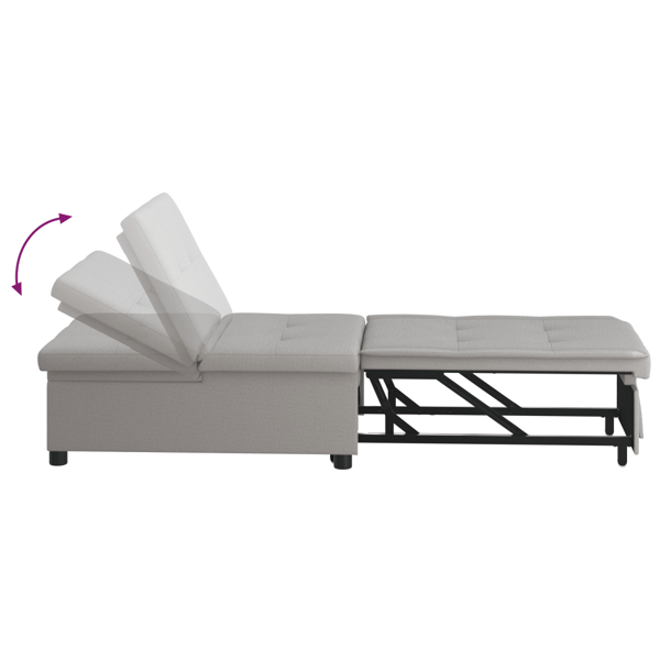 Pull Out Sofa Bed Grå 194 x 50 x 82 cm tyg