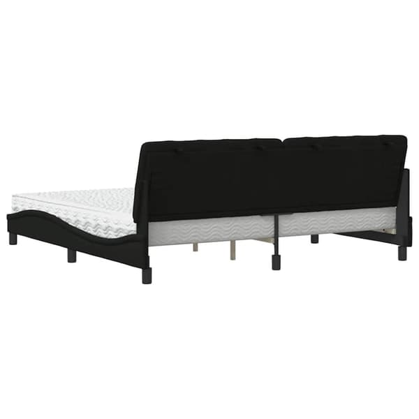 Säng med madrass svart 200x200 cm tyg