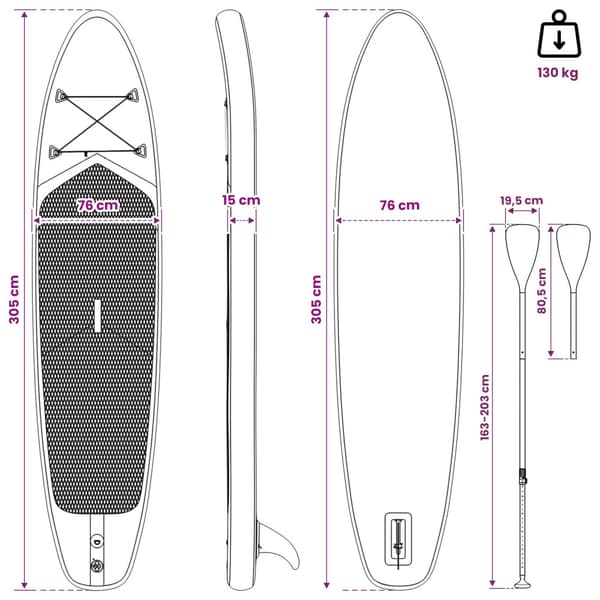SUP-bräda med sits 2-i-1 POSEIDON 305 x 76 x 15 cm Grön för
