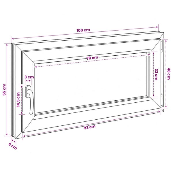 Källarfönster RISOR 100 x 55 cm PVC och glas