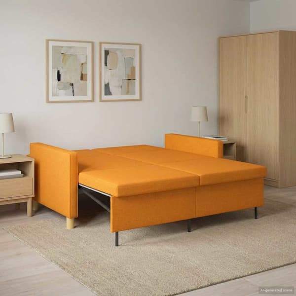 Pull Out Sofa Bed Mörkgul Tyg