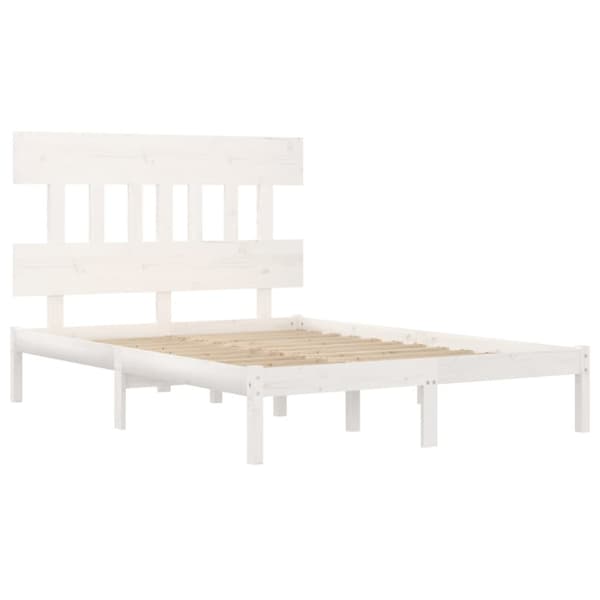 Sängram vit massivt trä 200x200 cm
