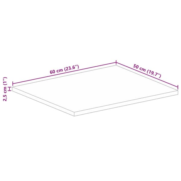 Bordsskiva 60x50x2,5 cm rektangulär massivt mango-trä