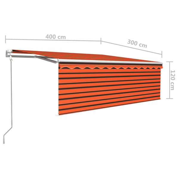 Automatisk markis vindsensor rullgardin LED 4x3m orange/brun