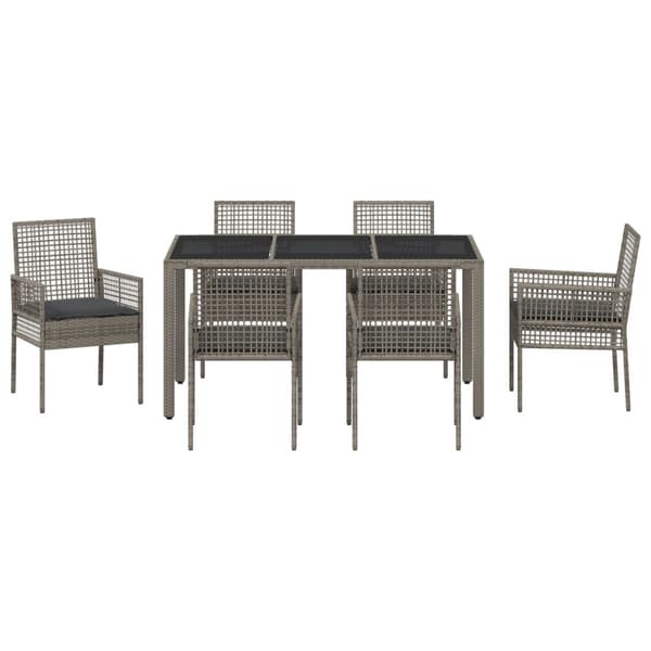 Trädgårdsmöbelset 7 pcs Grå konstrotting