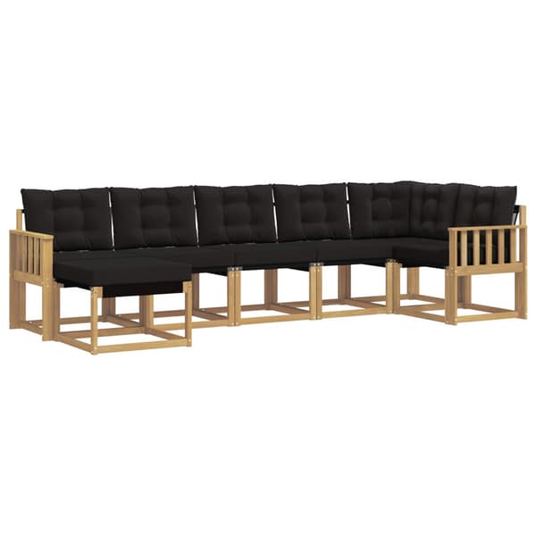 Utomhussoffset med kudde 7 pcs Vit och svart