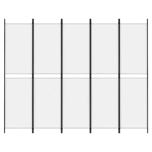 Rumsavdelare 5 paneler vit 250x200 cm tyg