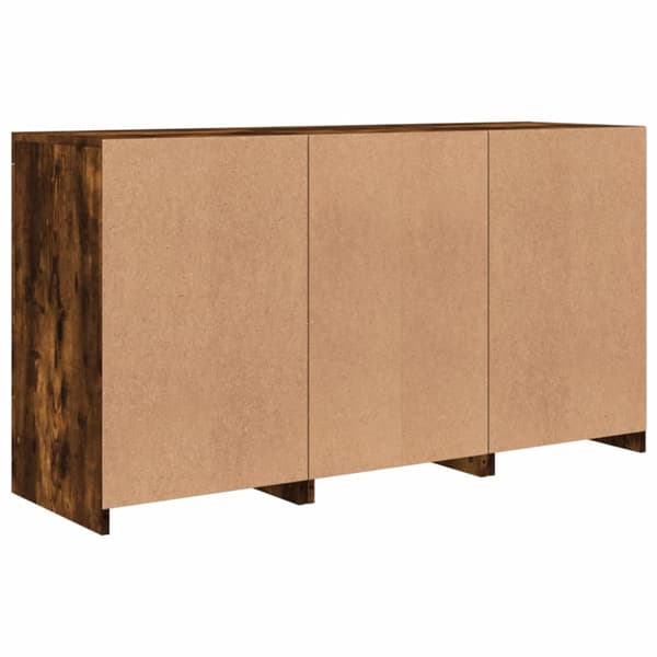 Skänk med LED-belysning rökfärgad ek 123x37x67 cm