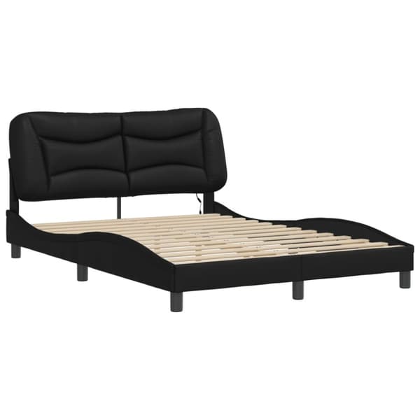 Bed Frame with LED without Mattress "Hvar" Black 140x200 cm