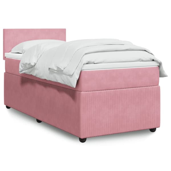 Ramsäng med madrass rosa 100x200 cm sammet