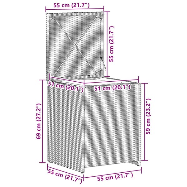 Kuddbox 55 x 55 x 69 cm stål