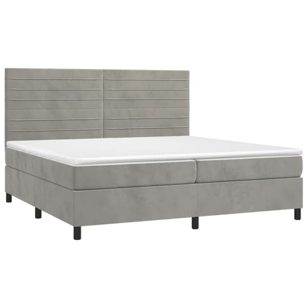 Ramsäng med madrass ljusgrå 200x200 cm sammet
