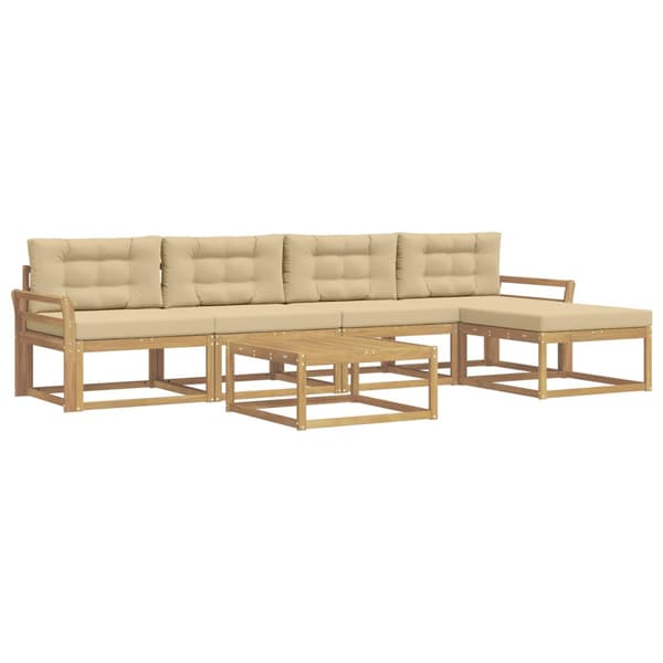 Utomhussoffset 6 pcs Vit och Beige 79 x 79 x 37 cm Polyester