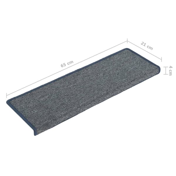 Trappmattor 15 st 65x21x4 cm ljusgrå och blå rektangulär kant