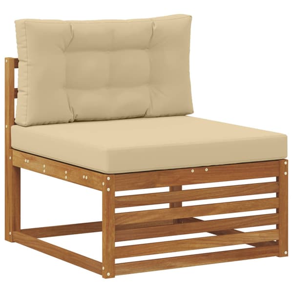 Utomhussoffset med kudde 9 pcs Naturlig och Beige Polyester