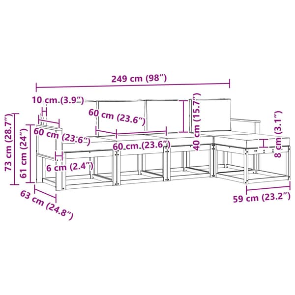 Utomhussoffset 5 pcs Naturlig och Grädde Polyester