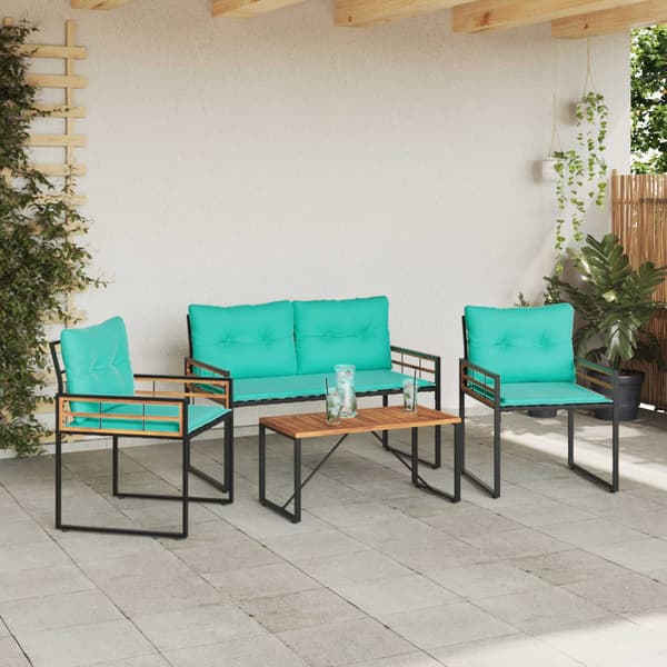 Utemöbelset med kudde 4 pcs Turkos