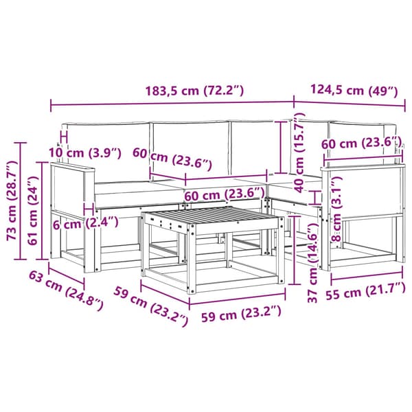 Utomhussoffset med kudde 5 pcs Naturlig och Grädde Polyester
