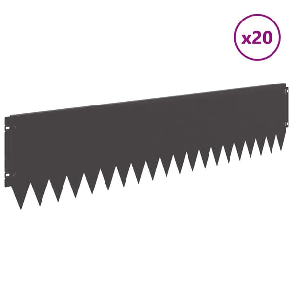 Kant för gräsmatta 20 pcs 103 x 25 cm Stål Svart