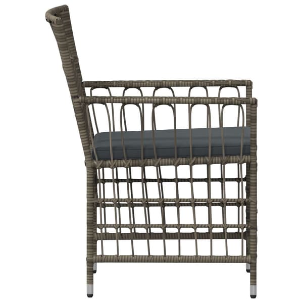 Trädgårdsstolar 2 st Grå PE rattan, Stål och Polyester Tyg