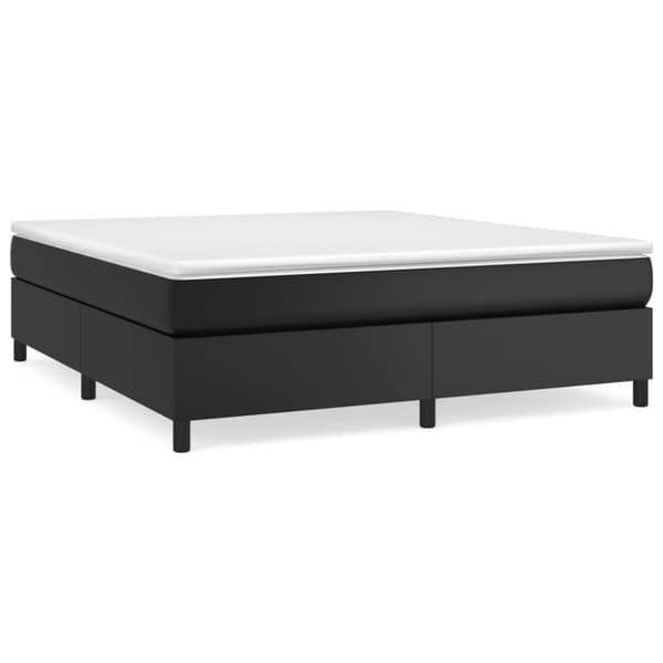 Boxspring-sängram svart 160x200 cm konstläder