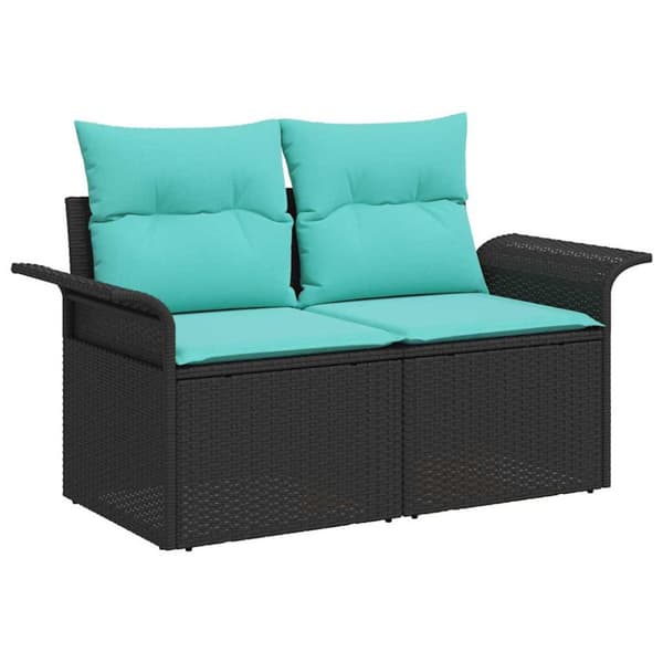 Trädgårdsoffset 8 pcs Svart Poly rattan