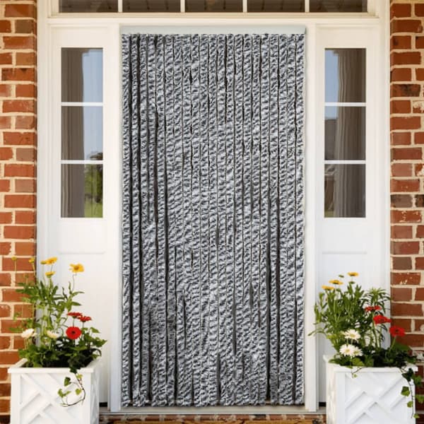 Insektsgardin grå och vit 90x200 cm chenille