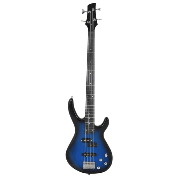 Elektrisk basgitarr för nybörjare med väska blå&svart 4/4 46"