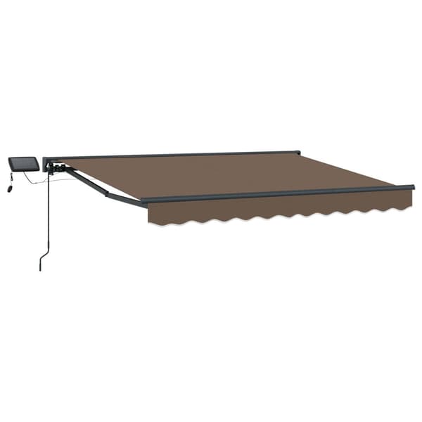 Manuell markisram med LED-lampor Taupe 4 × 3 m