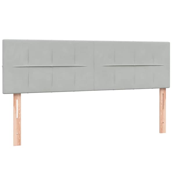 Ramsäng med madrass ljusgrå 160x210 cm sammet