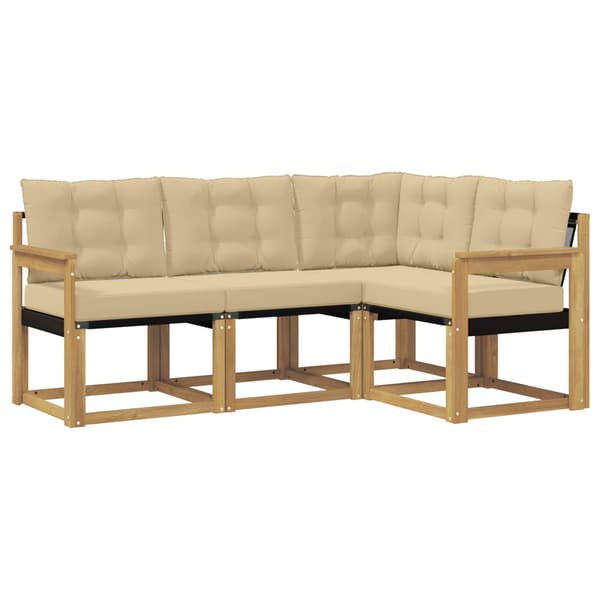 Utomhussoffset med kudde 4 pcs Vit och Beige