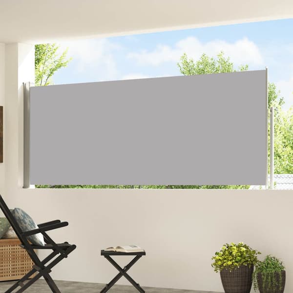 Infällbar sidomarkis 120x500 cm grå