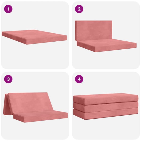 Fällbar Soffbed 160 x 67 x 45 cm Rosa