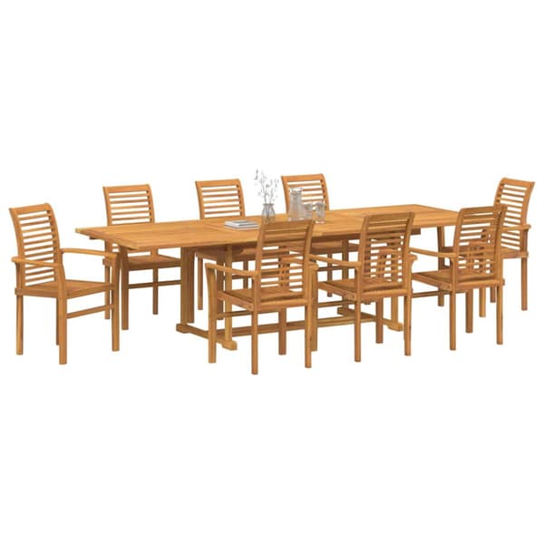 Trädgårdsmöbelset 9 pcs Brun Massivt teakträ