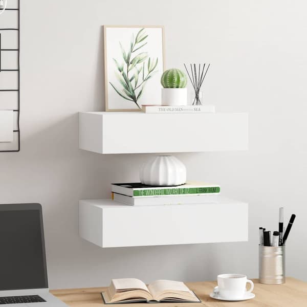Väggmonterad låda 2 st vit 40x23,5x10 cm MDF