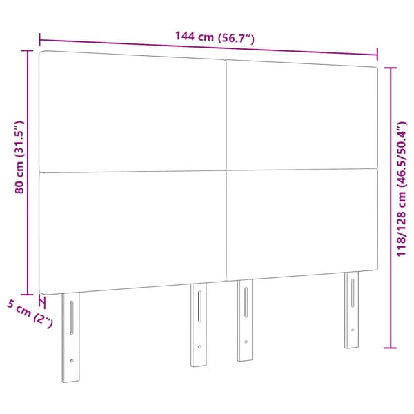 Huvudgavel Ljusgrå 144 cm Kordread tyg