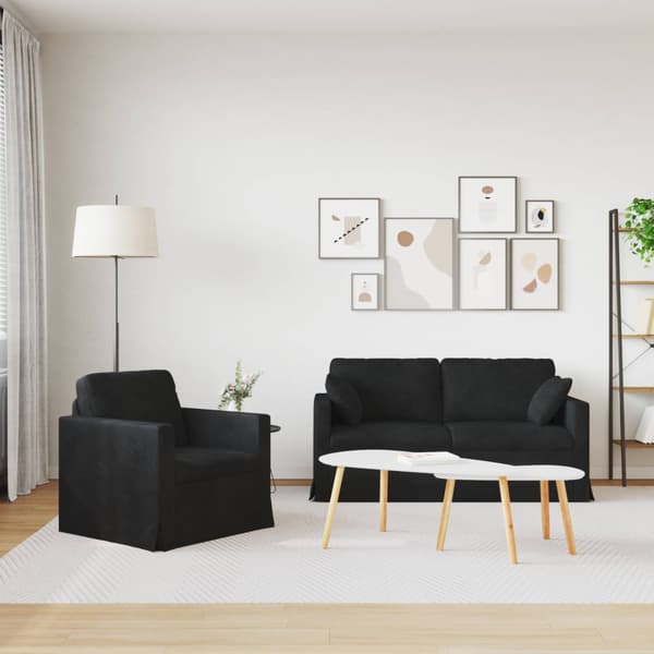 Soffset 2 pcs Svart 158 x 78 x 80 cm Sammet