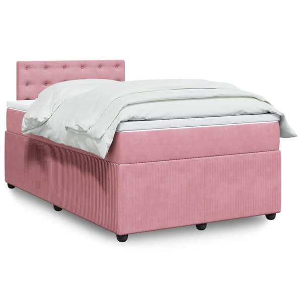 Ramsäng med madrass rosa 120x200 cm sammet