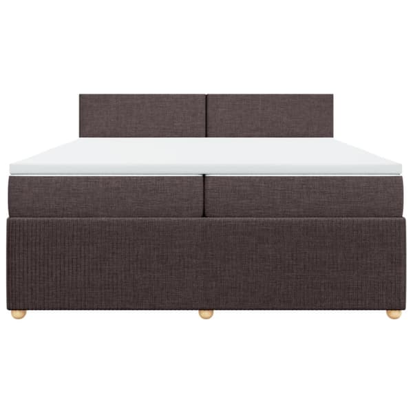 Ramsäng med madrass mörkbrun 200x200 cm tyg