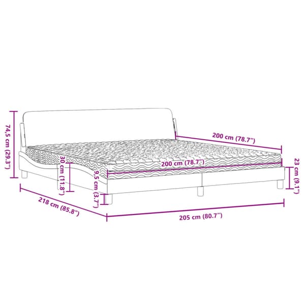 Bed with Mattress "Dover" Black 200x200 cm Fabric