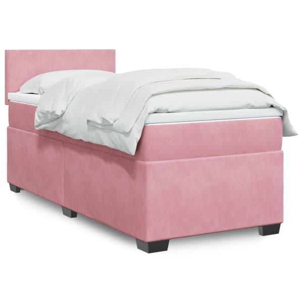 Ramsäng med madrass rosa 90x200 cm sammet
