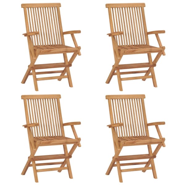 Trädgårdsstolar med röda dynor 4 st massiv teak