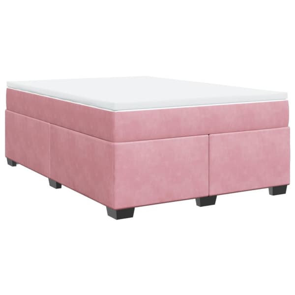 Ramsäng med madrass rosa 160x200 cm sammet