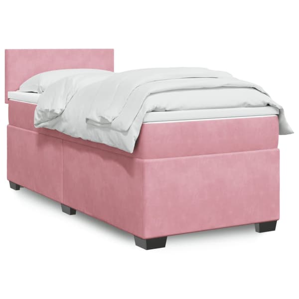 Ramsäng med madrass rosa 100x200 cm sammet