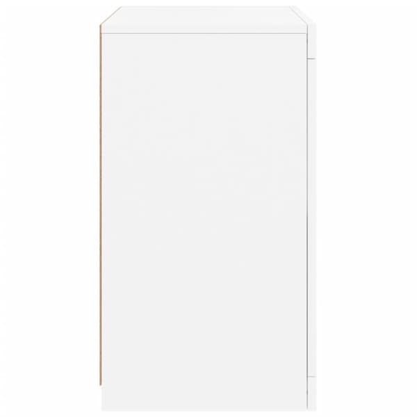 Sängbord med LED-lampor 2 st vit konstruerat trä
