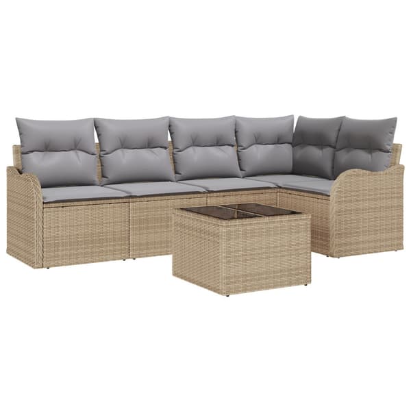 Trädgårdsoffset med lagring 6 pcs Beige konstrotting