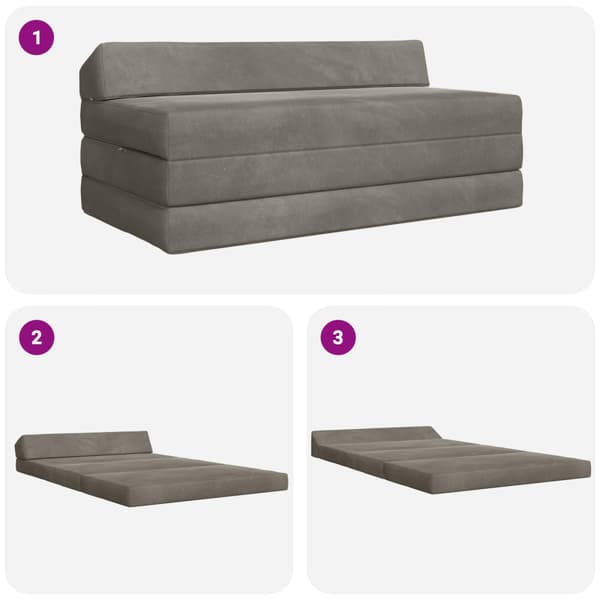 Fällbar Soffbed Ljusgrå 120 x 60 x 49 cm Tyg